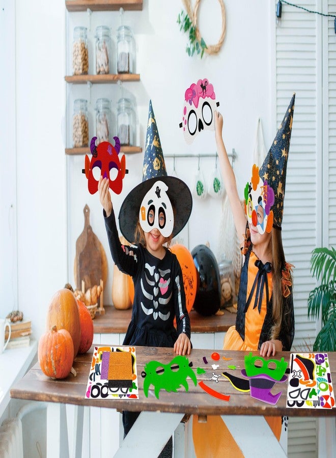80UncleKimby 30PCS Halloween Crafts in Bulk - Felt Face Masks DIY Arts Kit, Hallowmas Party Favors Classroom Activities Supplies - Image 3